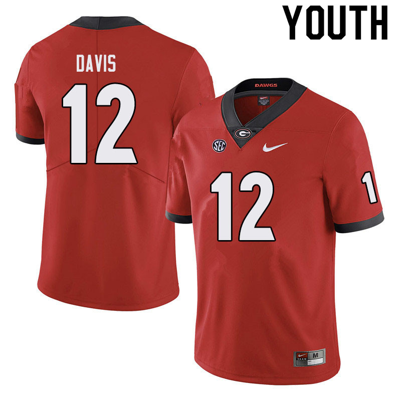 Youth #12 Rian Davis Georgia Bulldogs College Football Jerseys Sale-Black